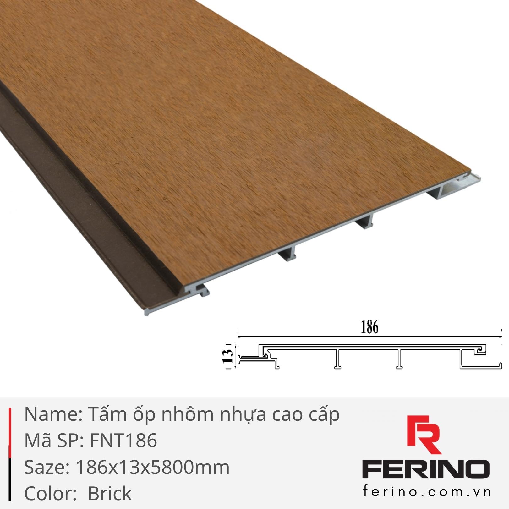 Tấm ốp nhôm nhựa cao cấp (2) Tấm ốp nhôm nhựa FNT186 màu Brick và bản vẽ mặt cắt