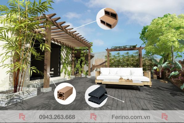 gian hoa gỗ nhựa pergola