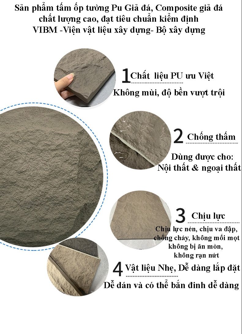 Tấm ốp tường PU Foam giả đá