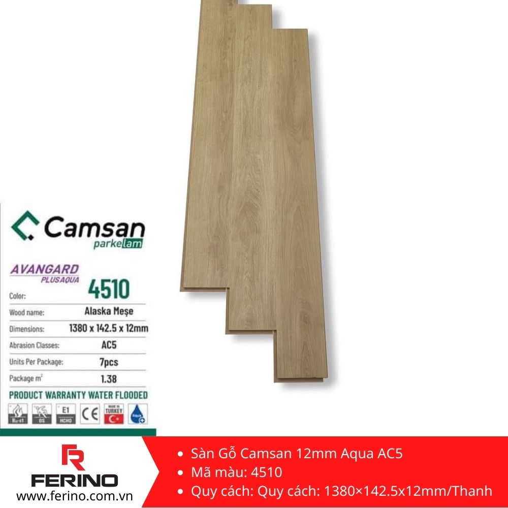 Sàn Gỗ Camsan 12mm Aqua AC5 4510