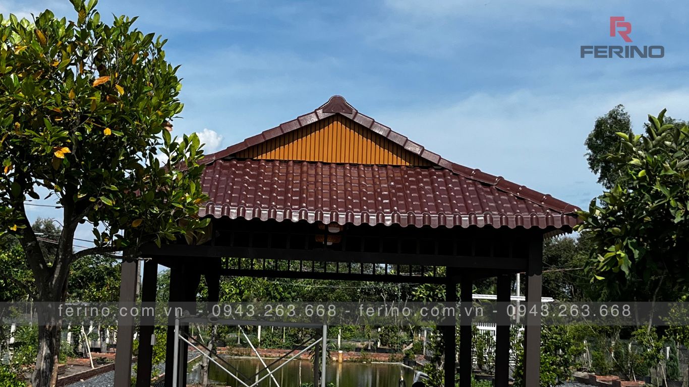 Chi tiết chi tiết mái và hoàn thiện chòi sân vườn