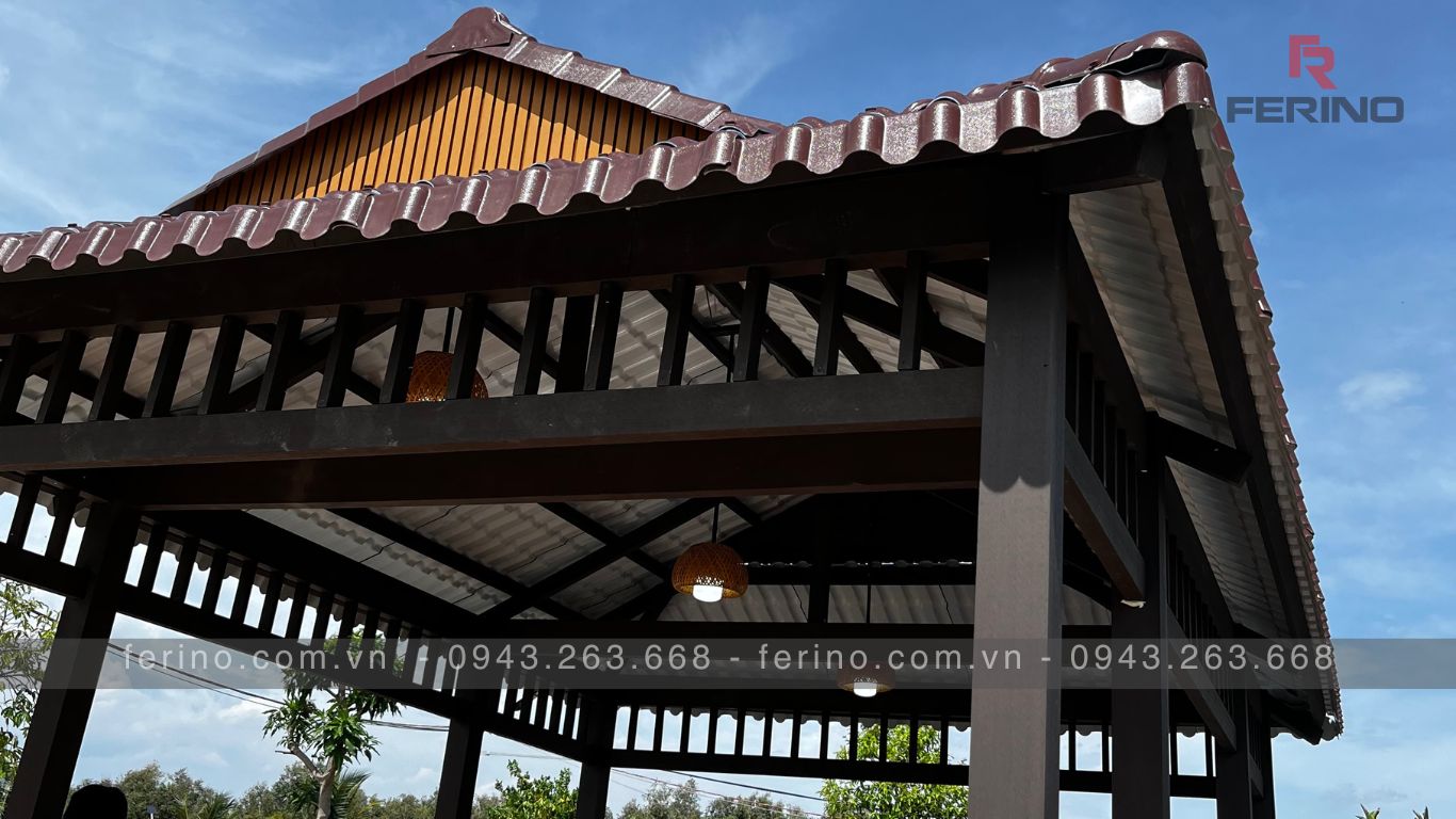 Chòi gỗ nhựa kết hợp vách lam
