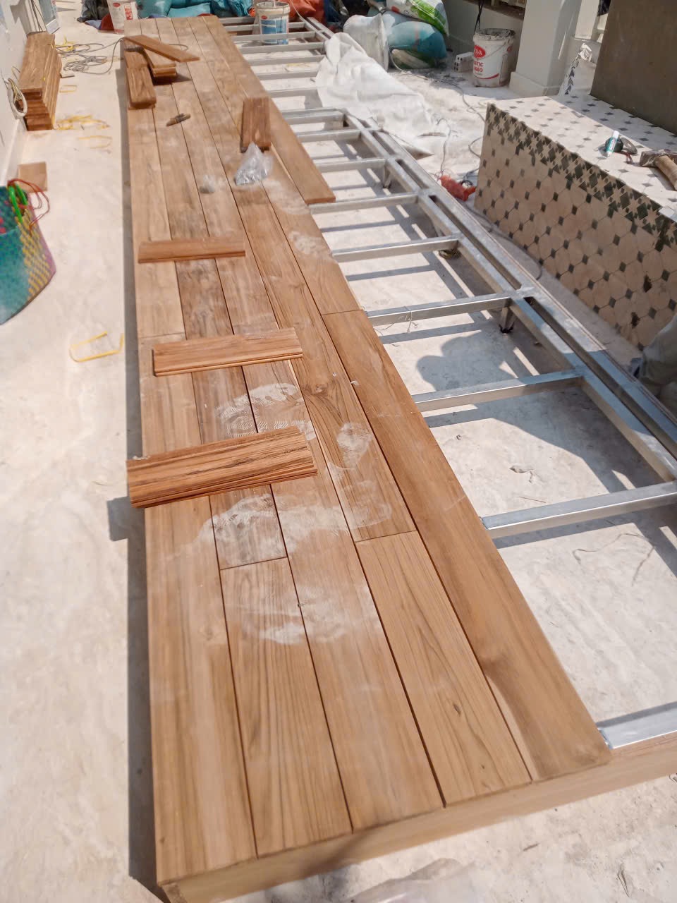 Mẫu màu gỗ Teak Lào hoàn thiện dầu